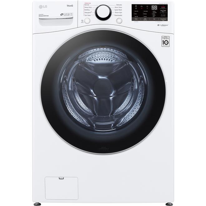 LG AI Wash 5.2 cu ft High Efficiency Stackable Front-Load Washer White Energy Star Certified