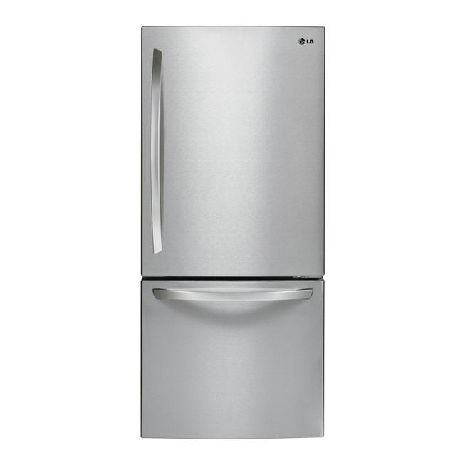 LG 22-cu ft 30-in Stainless Steel Energy Star Certified Bottom-Freezer Refrigerator