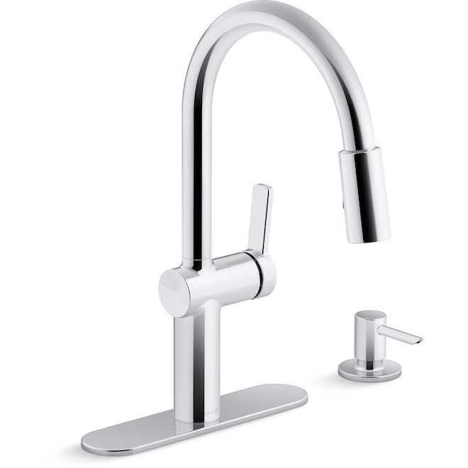 Kohler Koi 1-Handle Pull-Down Kitchen Faucet - 16-in - Polished Chrome