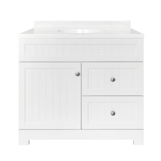 Meuble-lavabo Ellenbee de Style Selections, blanc, 1 porte et 2 tiroirs, 36 po