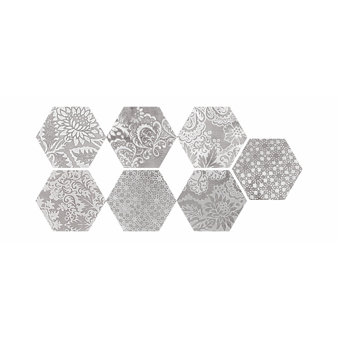 Moroccan Hexagon Porcelain Tiles 10 X 12 16 Box Silver Moroccan Hexagon Porcelain Tiles 10 X 12 16 Box Silver 670910 Réno Dépôt