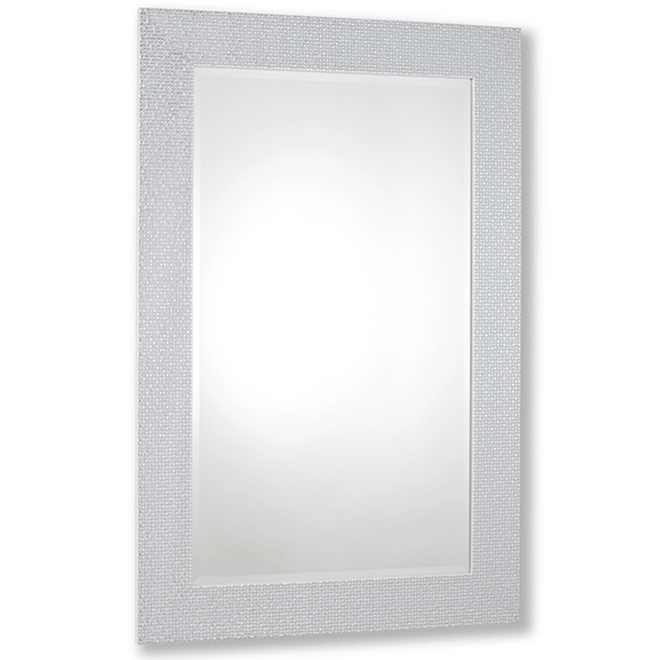 Miroir contemporain Vanilla Moulding, 23 po x 35 po, mosaïque blanc chrome