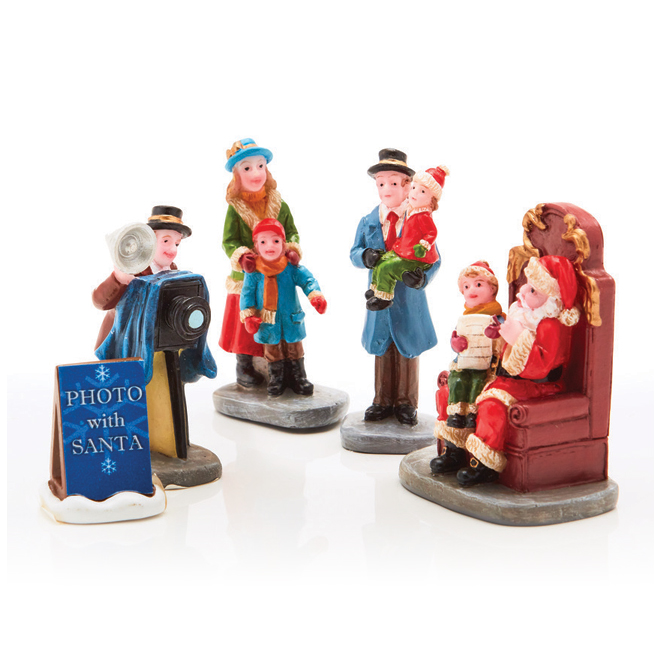 HOLIDAY LIVING Figurines de village de Noël, polyrésine, multicolore, 5  pièces NM-X15051AA-S