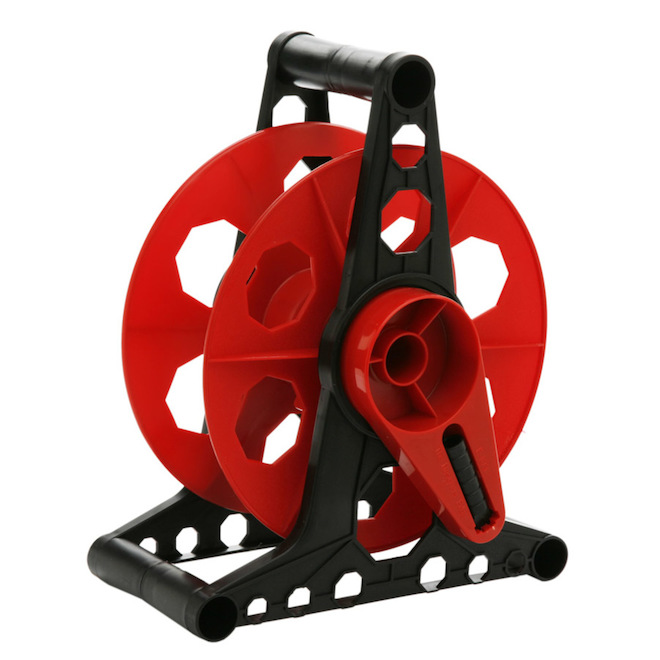 Woods Standing Storage Reel with Handle - Plastic - Red and Black