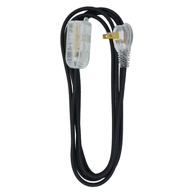 Fabric Extension Cord - Indoor - 2.5 m - 16/2 AWG - 13 A