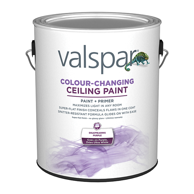 Valspar Paint and Primer for Ceilings ColourChanging Purple to Ultra