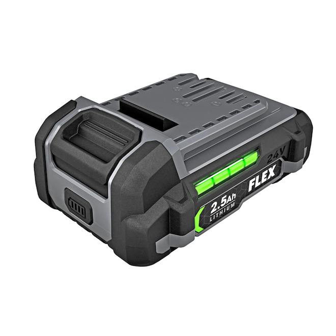 Batterie Flex 24 V 2,5 Ah au lithium ion, technologie Therma Tech, noire, grise et verte