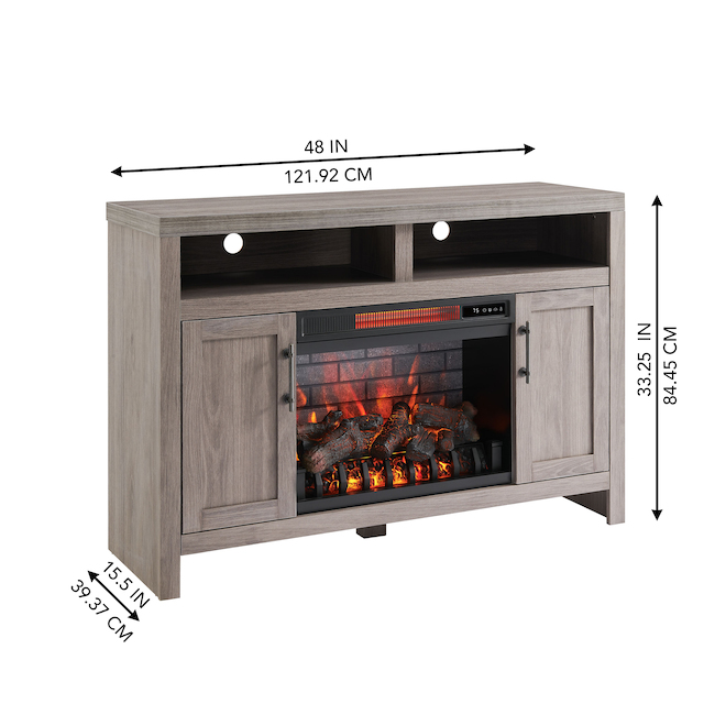 Style Selections Electric Fireplace And TV Stand Faux Oak Finish 48 In   32255013c L 