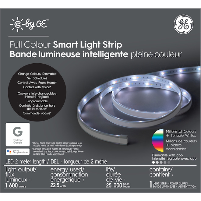 Bande lumineuse intelligente Full Color C by GE (bande 80 pouces + prise  d'alimentation) 93119772