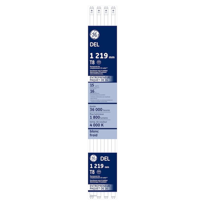 Ampoule de remplacement DEL blanc froid de GE, 32 W, G13, de 48 po (pqt
