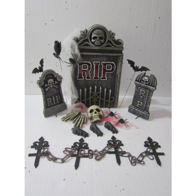 HOLIDAY LIVING Haunted Living Halloween Tombstone Set - LED - Polyfoam ...