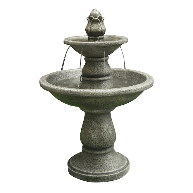 Fontaine extérieure à 2 niveaux sur pied Infinity, 21,85 po, ciment, gris