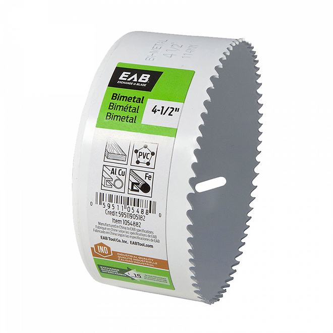 EAB Recyclable and Exchangeable Industrial M3 Hole Saw - 4 1/2-in Dia - 1 5/8-in Cutting Depth - Bi-Metal - Non-Arboured