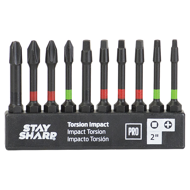 EAB 10-Piece Industrial Torsion Impact Screwdriver Bit Set - Recyclable S2 Spring Steel - 1/4-in Hex Shank - Assorted