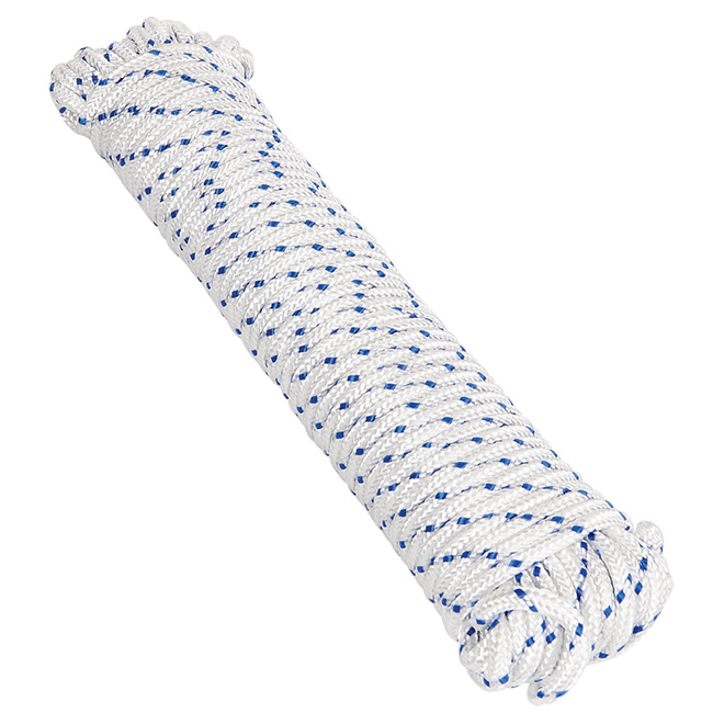 Ben-mor Diamond-Braided Rope Clothesline - Polyester - White and Blue - 1/4-in x 100-ft 60012-PRE