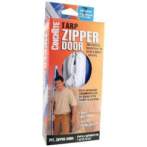 Homax CinchTite Tarp 7-ft Self-Adhesive Zipper Dust Barrier Door