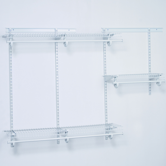 Système de rangement ShelfTrack de ClosetMaid, acier enduit de vinyle, blanc, 72 po l. x 85 1/2 po H. x 12 po P.