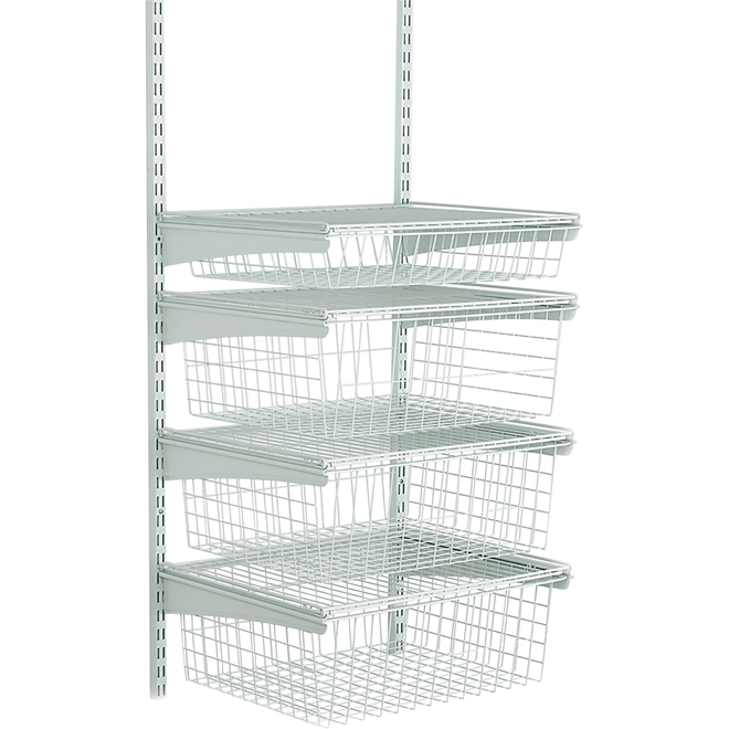 ClosetMaid ShelfTrack Wire Basket and Shelf - Epoxy-Coated Steel - 2-ft W x 27-in H - White