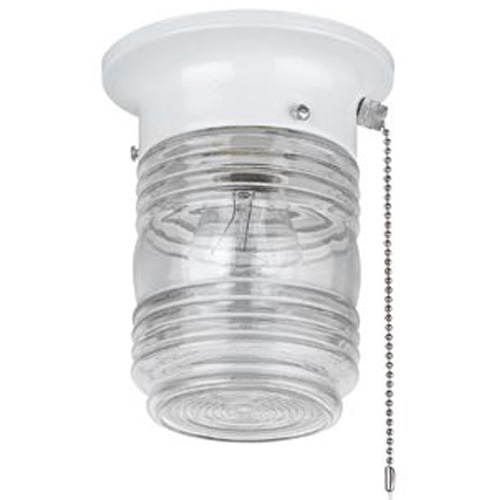 Globe Electric Jelly Jar Flush Mount with Pull Chain - White