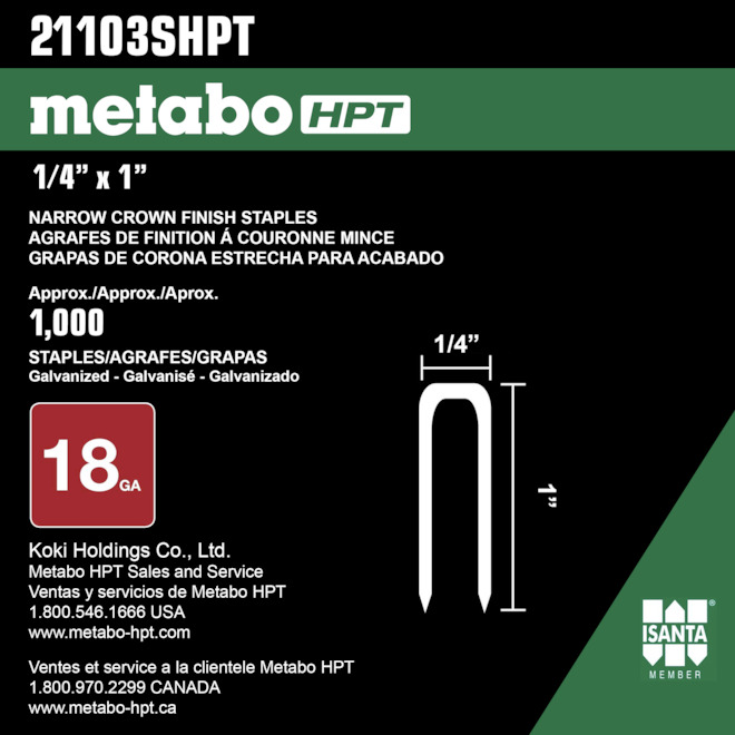 METABO HPT Staples 1/4