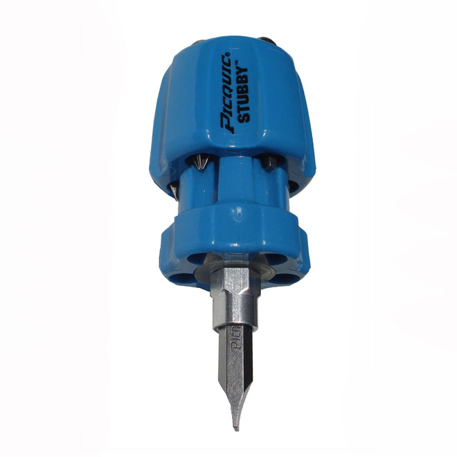 Picquic 6-in-1 Stubby Multi-Bit Screwdriver - Magnetic Tips - Alloy Shank - 3/8-in Bits