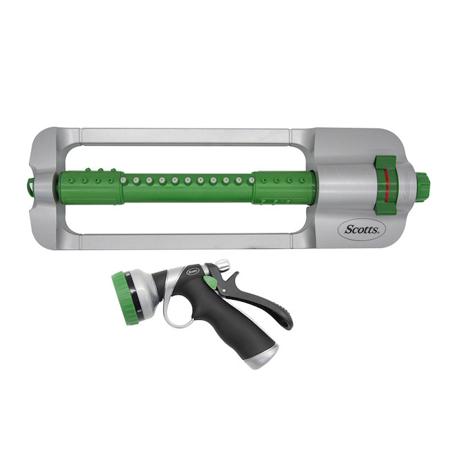 Orbit 60 PSI Oscillating Sled Lawn Sprinkler and 8-Pattern Spray Gun Combo - 3422-ft² Area Cover