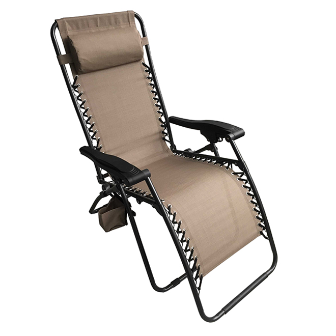 UBERHAUS Chaise longue de patio inclinable pour relaxer, taupe PD