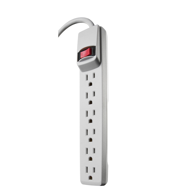 6-Outlet Power Bar with Surge Protection - 2 Pack - White
