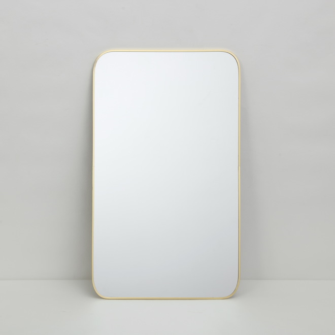 Miroir rectangulaire à bordure métallique dorée Hudson Home, 18 x 30 po