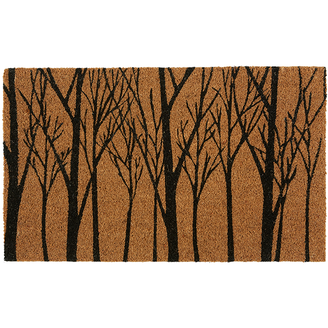 FHE Decorative Coir Entrance Doormat - Natural and Black - Forest Design - 18-in W x 30-in L x 19/32-in T