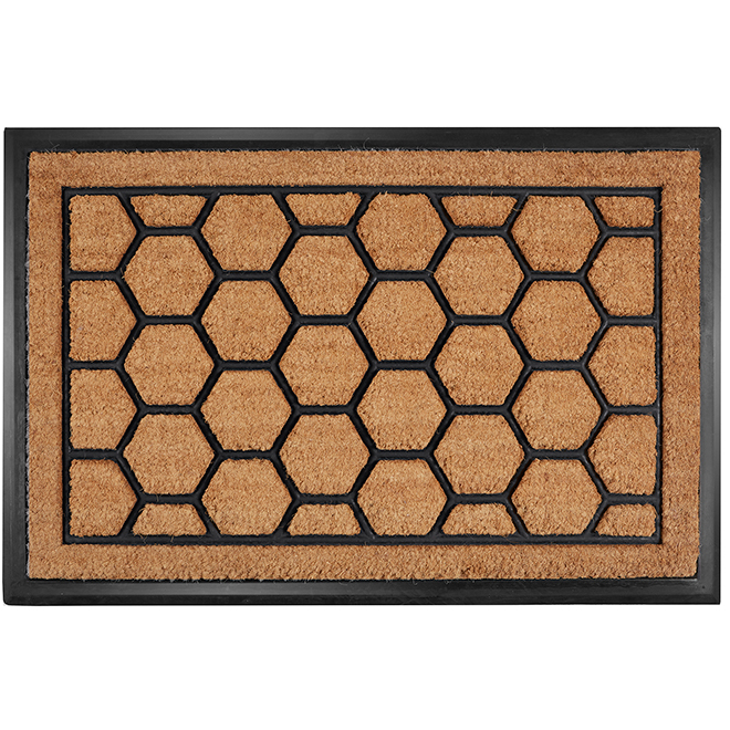 FHE Honeycomb Style Entrance Mat - Rubber - Natural/Black - 24-in W x 36-in L
