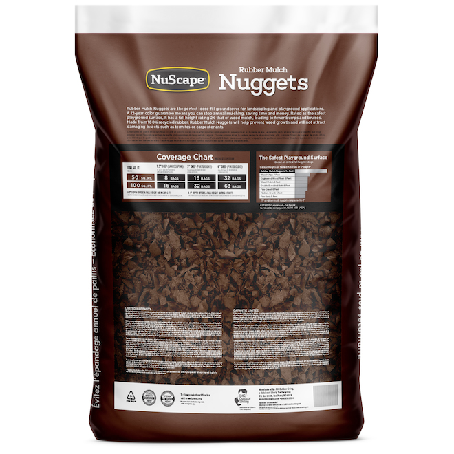 NuScape Brown Recycled Rubber Mulch Nuggets 22.6L Bag covering 4.8ft²