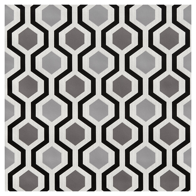 Papier peint à formes géométriques, 20,5" x 33', noir/blanc