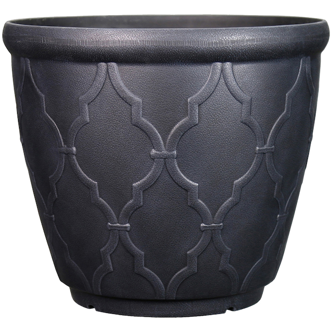 Style Selections 18.7-in Grey Polypropylene Quatrefoil Design Pot