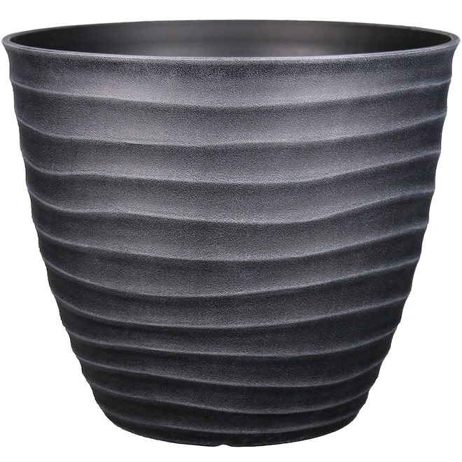 Style Selections 15.3-in Grey Polypropylene Wavy Design Pot