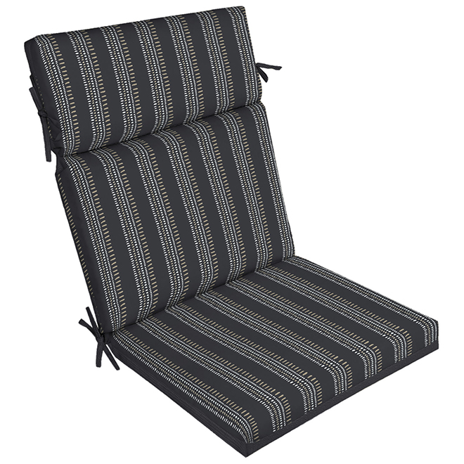 Bazik 44 L x 21 W x 4.5-in H Black Striped Pattern Polyester Reversible High-Back Chair Cushion