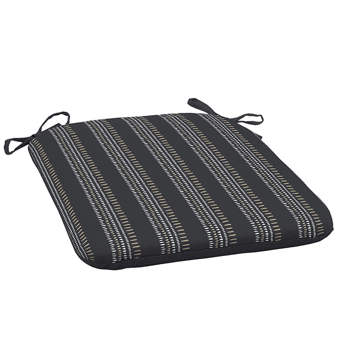 Bazik 19 W x 18 L x 2.5-in H Black Striped Pattern Outdoor Polyester Reversible Seat Cushion