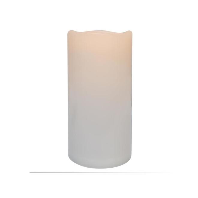 Danson Decor Indoor Outdoor Flameless Candle with Flickering LED Light - 4-in x 8-in - White