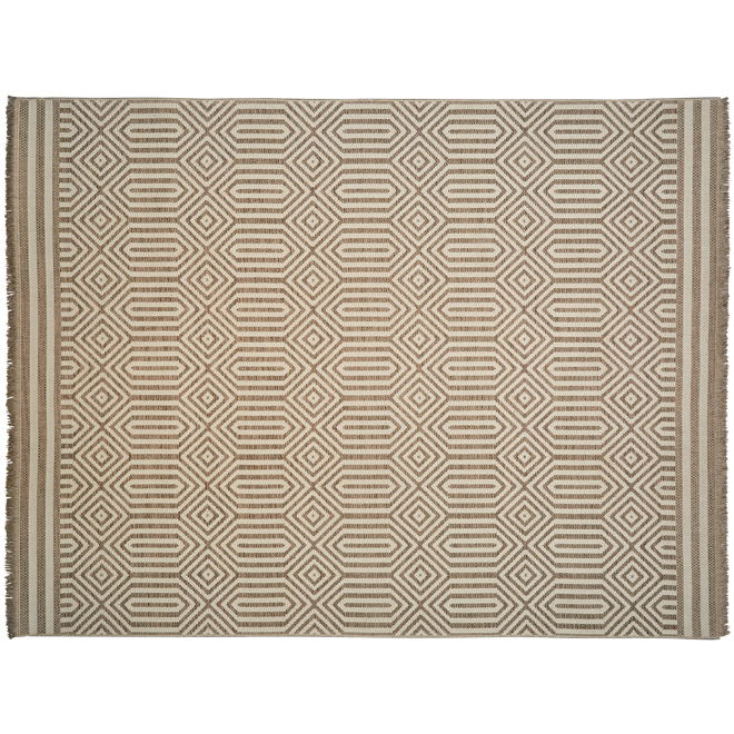Tapis extérieur Allen + Roth avec formes géométriques beiges, 8 pi x 10 pi