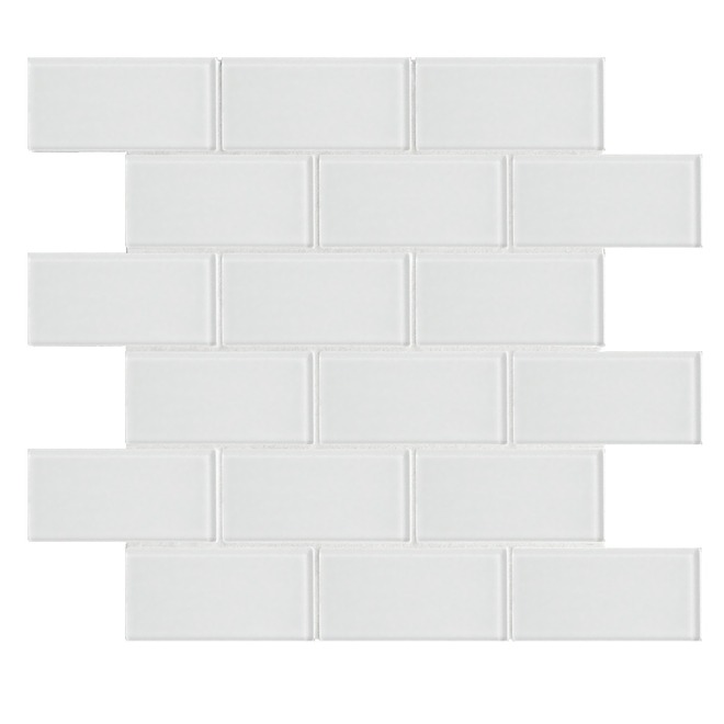 Faber 12-in x 14-in White Glass Mosaic Subway Wall Tile