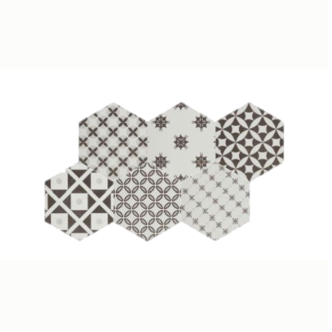 Faber Antic Deco Hexagon Porcelaine Tile - 10-in x 11-in - Patterns