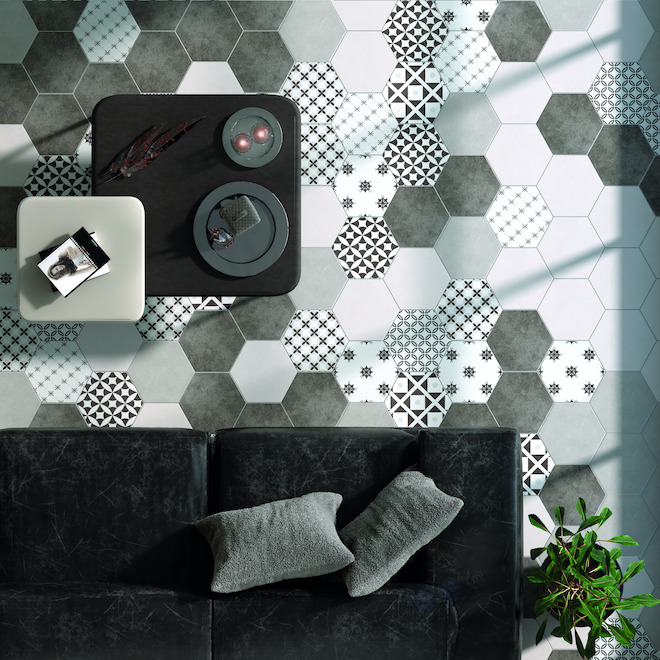 Faber Antic Deco Hexagon Porcelaine Tile 10in x 11in Patterns