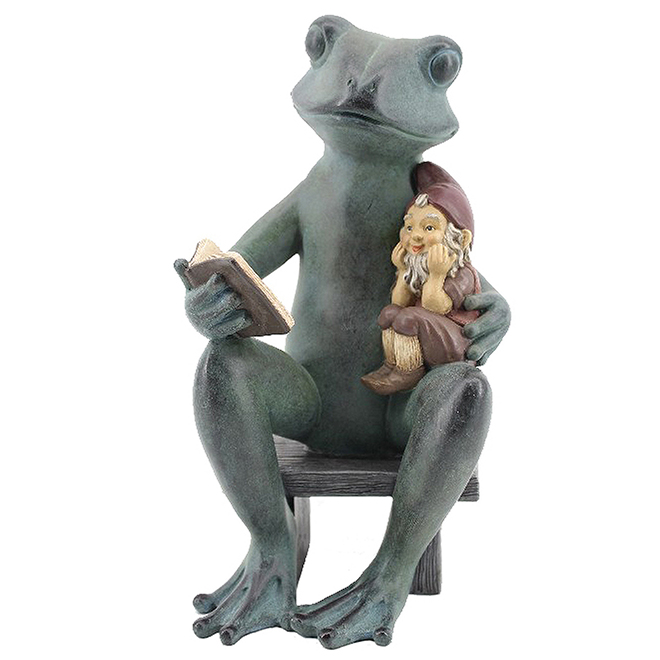 BAZIK Meditating Frog Statue - 45 x 27 x 39.5 cm - Grey A6017319