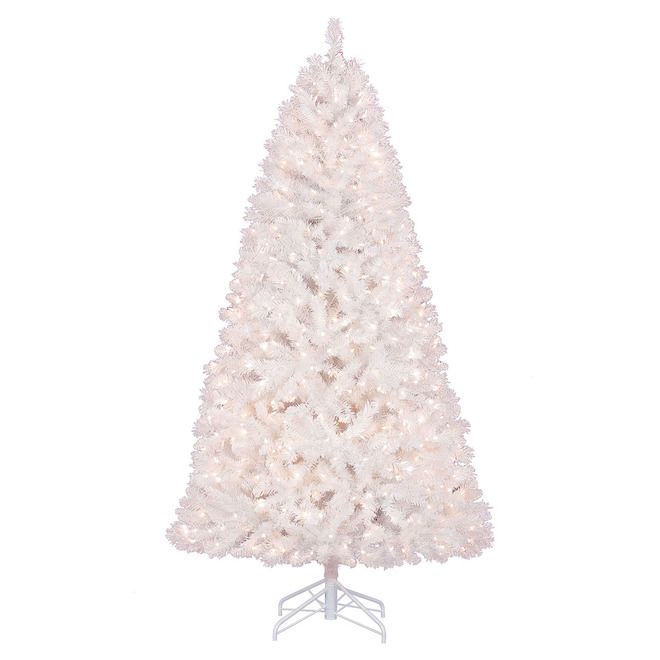 Holiday Living Jeffrey Pine Tree White Metal Support LED 7-ft