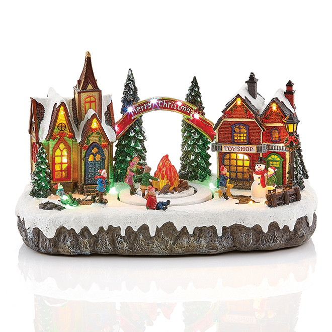 Holiday Living Carole Towne Lighted and Animated Santa Claus Town Square - Multicolour
