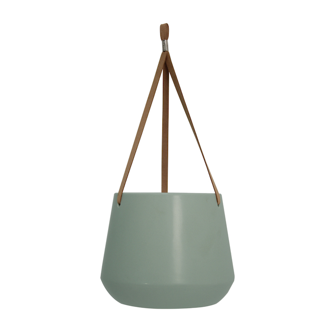Allen + Roth 5.8-in x 14.5-in Green and Beige Ceramic Hanging Planter