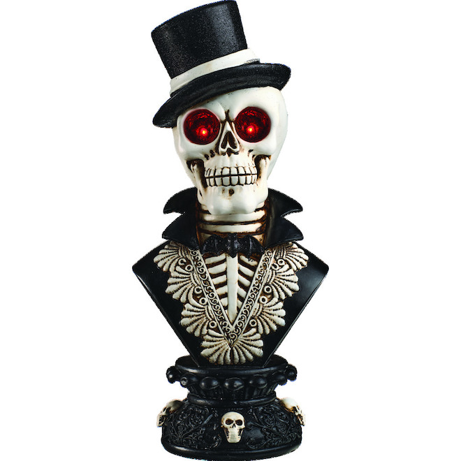 Crâne décoratif pour l'Halloween illuminé DEL Holiday Living noir