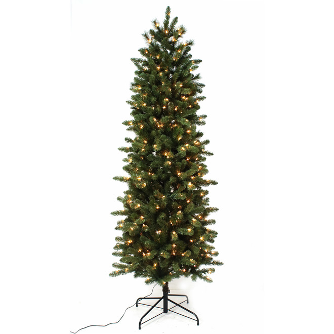 Holiday Living Sonoma 7-ft Prelit Pencil Tree - 300 Incandescent Clear Lights - 857 Tips