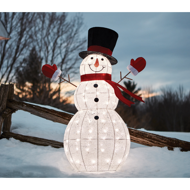 Bonhomme de neige lumineux, décorations de noël, bonhomme de neige éclairé  pour l'extérieur, décor de cour intérieure et extérieure, 70cm