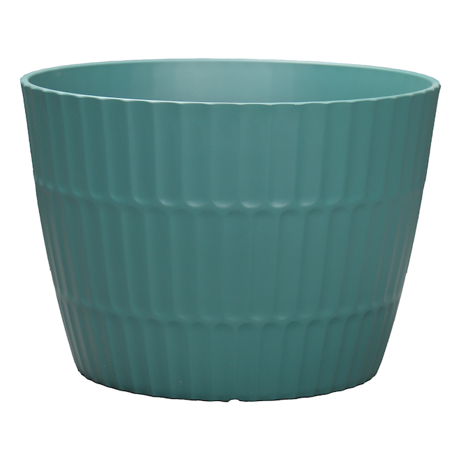 Allen + Roth 12.72-in x 9.45-in Teal Resin Planter